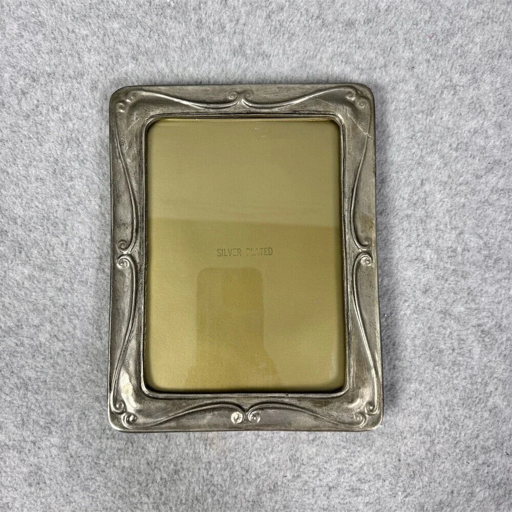 Vintage Art Nouveau Picture Frame Silver Ornate Scrollwork Easel Back